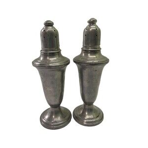Empire Pewter Salt & Pepper Shakers Glass Lined Weighted